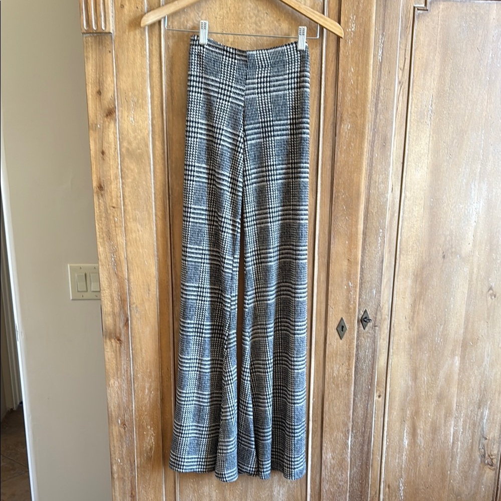 Veronica M. Black and Cream Plaid Flare Pants